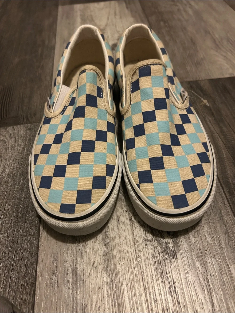 Vans Kids Checkerboard Slip-On Sneakers - Blue & Light Blue